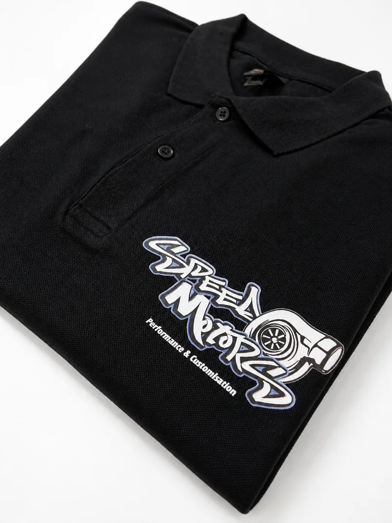 Polo noir DTF Speed Motors Performance & Customisation